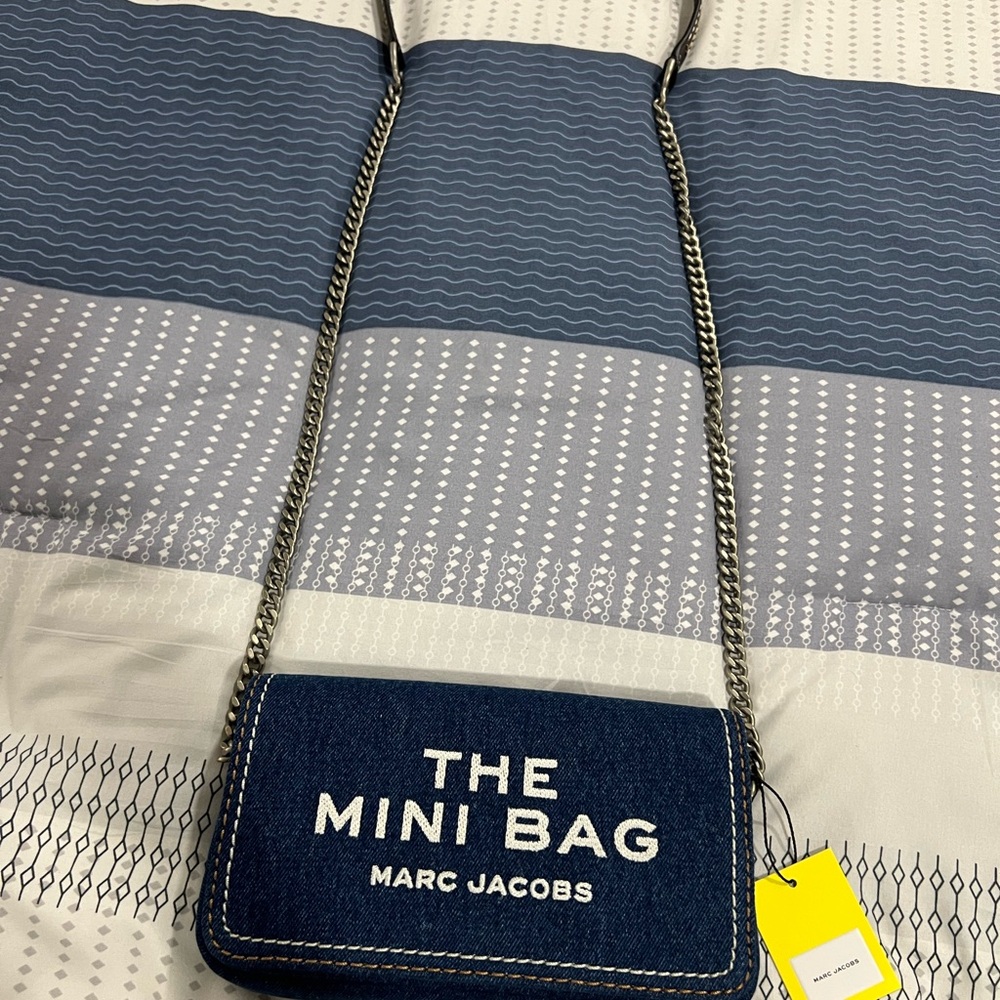 Denim Crossbody Bag with Silver Belt